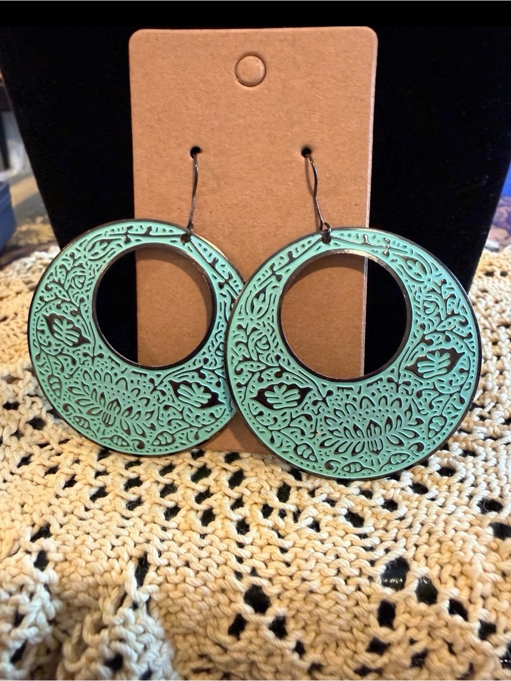 Turquoise Filigree Hoop Earrings - Women Jewelry